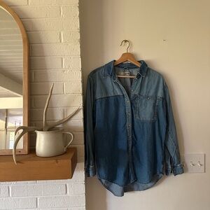 Topshop Blue Denim Button-Up Shirt